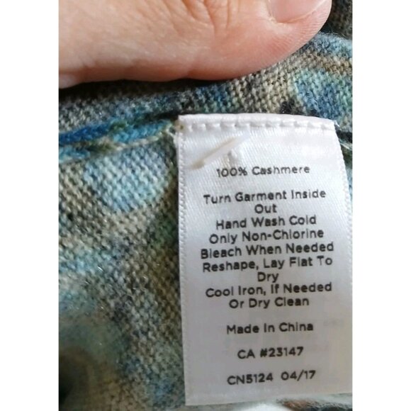 Talbots 100% Cashmere Sweater Est Size Small Brown Green Peacock Quiet Luxury - Picture 8 of 8